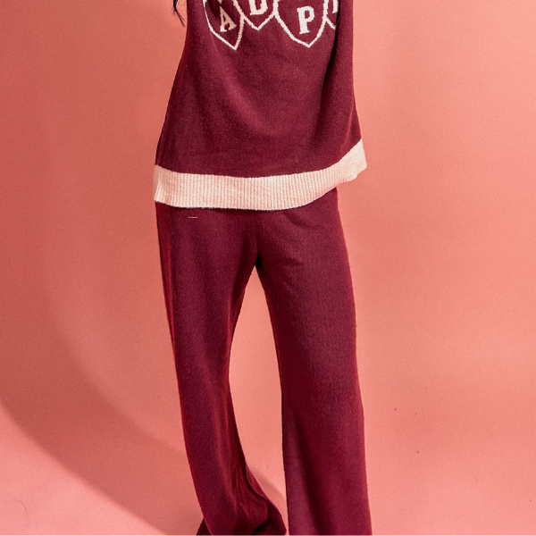 Sweetheart Mid-Rise Wide Leg Sweater Knit Pant