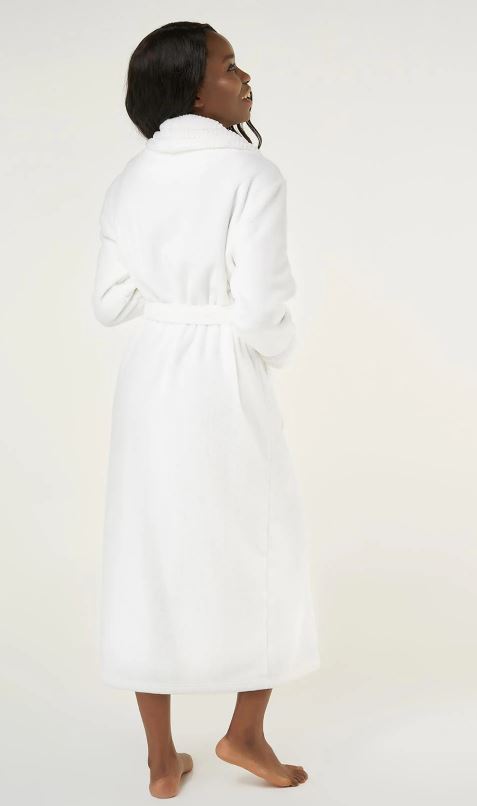 White Plush Soft Warm Fleece Womens Robe 6100