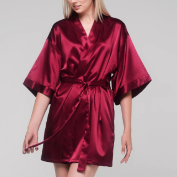 Satin Kimono Short Robe