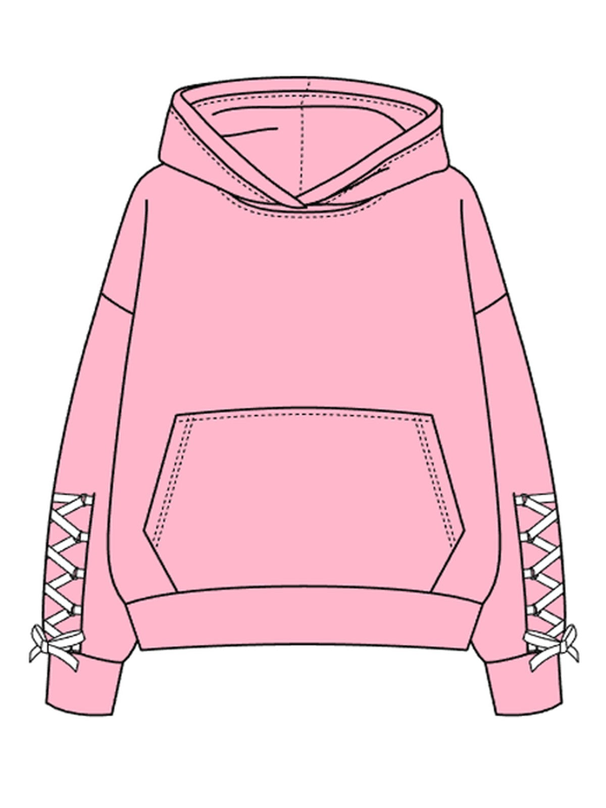 THE DROP CUT HOODED SWEATSHIRT WITH LACE UP BOWS AT SLEEVE