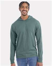 Garment-Dyed Jersey Hooded Long Sleeve T-Shirt