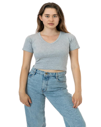 BABY RIB SHORT SLEEVE V-NECK CROP TEE