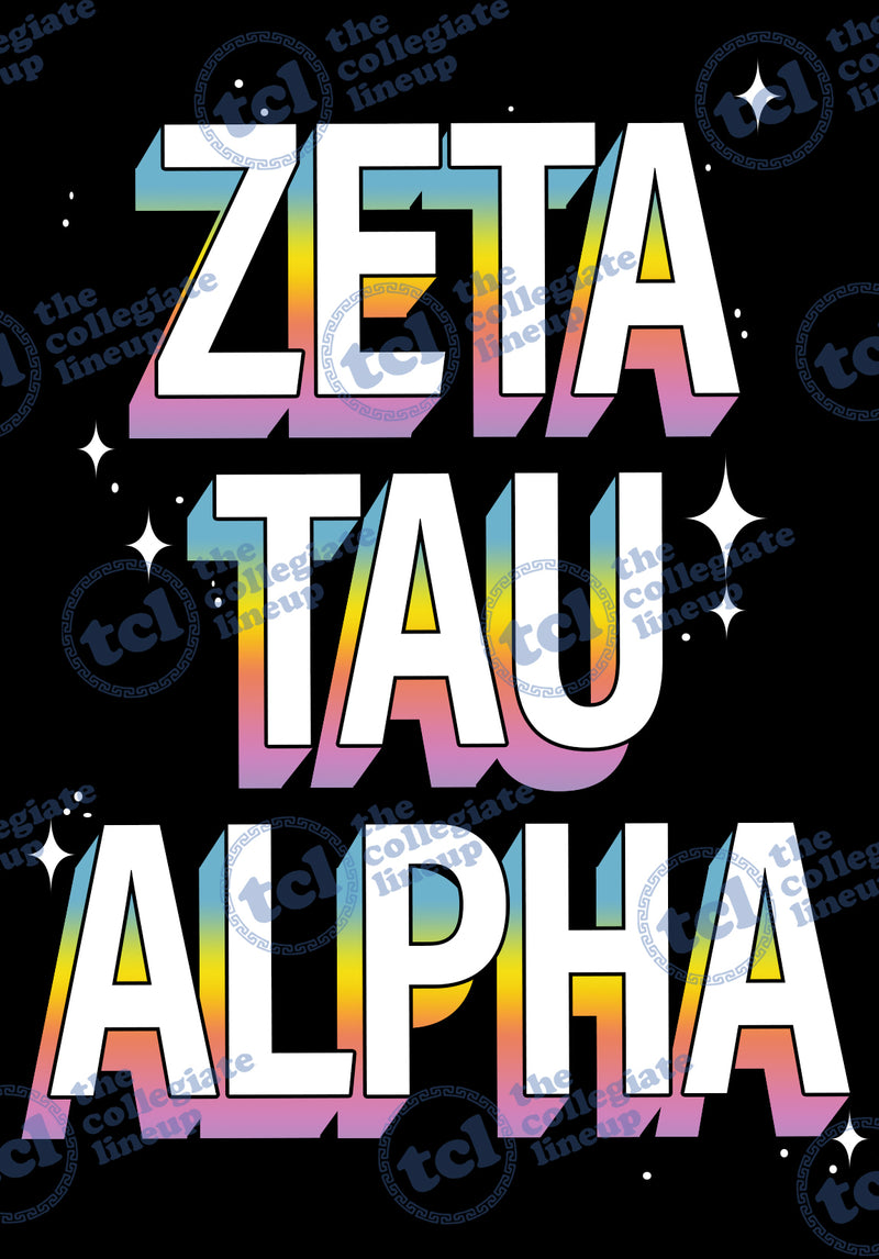 Zeta Tau Alpha Rainbow Gradient Design