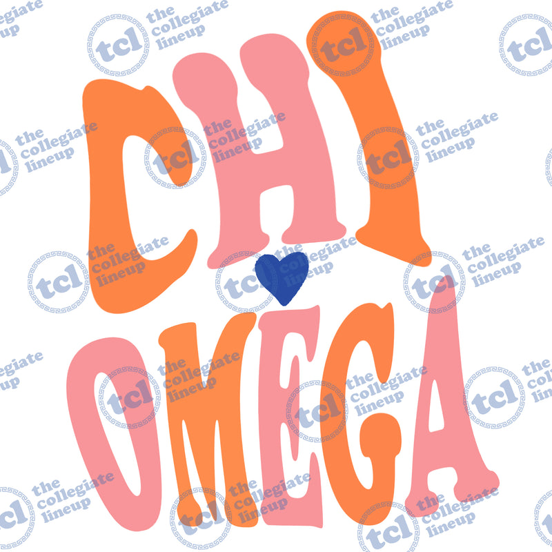 Chi Omega Heart Wordmark Design