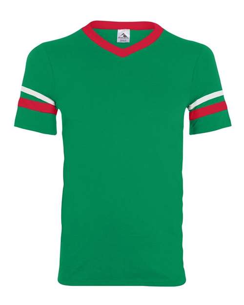 V-Neck Jersey with Striped Sleeves