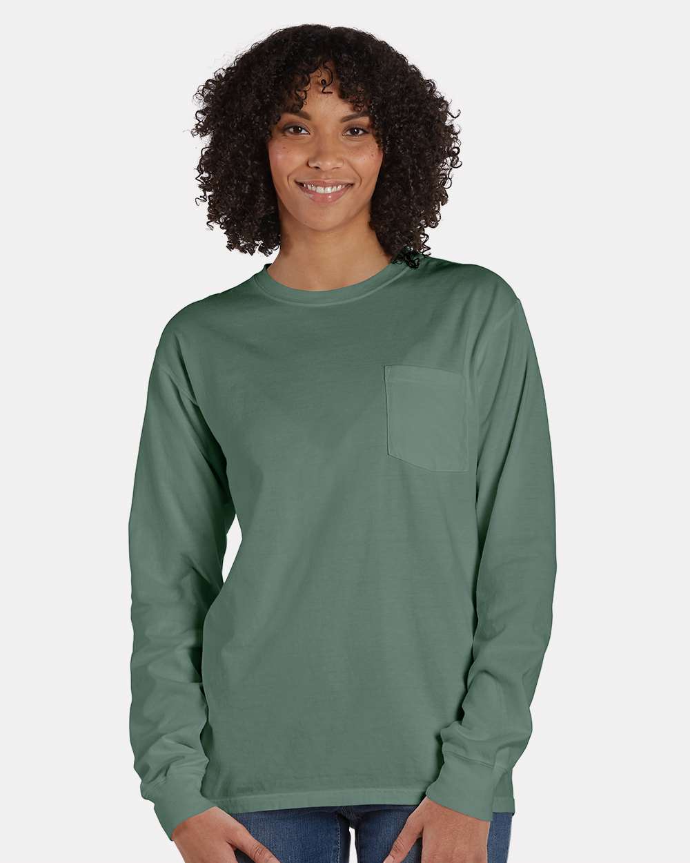 Garment Dyed Long Sleeve T-Shirt With a Pocket