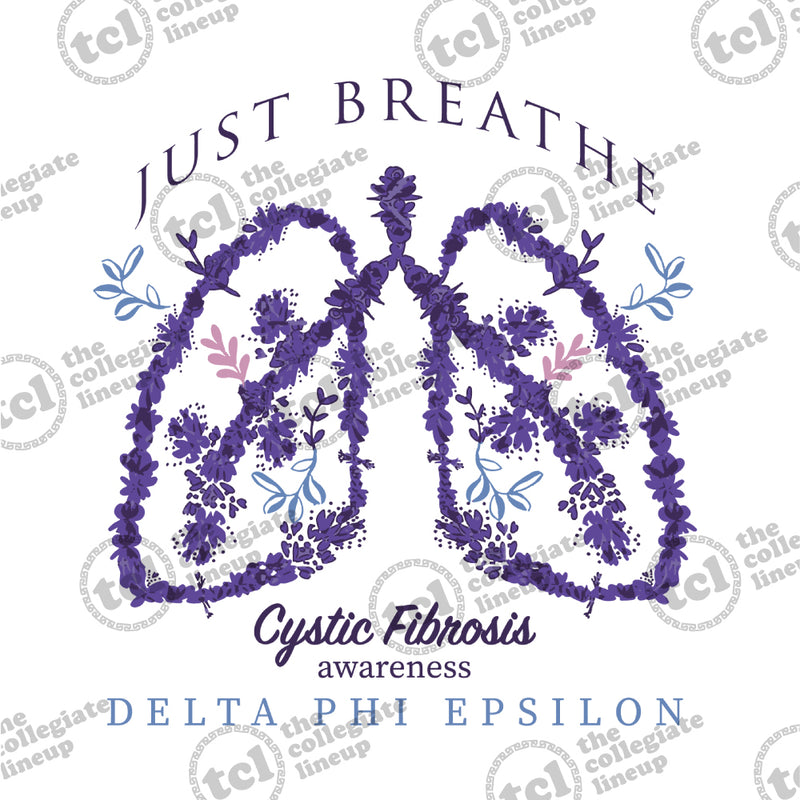 Delta Phi Epsilon Just Breathe Cystic Fibrosis Awareness T-Shirt