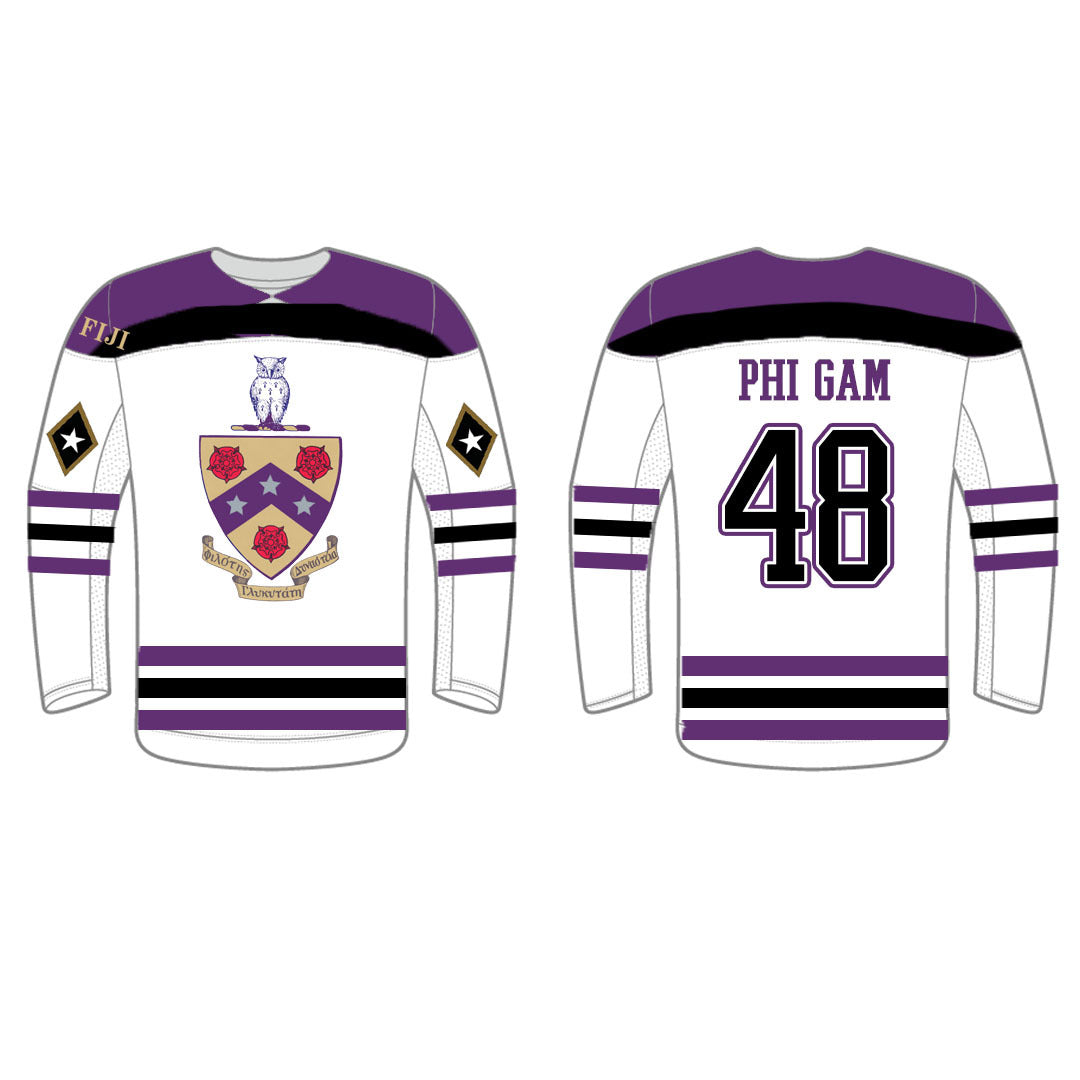 Fiji Personalized Patriotic Hockey Jersey True Hockey Jersey L / Phi Gamma Delta